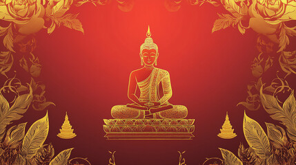 Fototapeta premium Thai cultural calendar for June 2025 with traditional patterns, Thai numerals, Buddhist holidays marked, elegant tone.