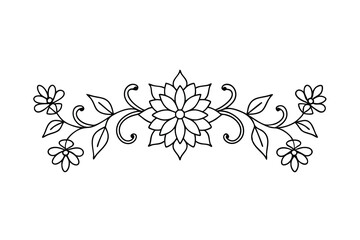 Elegant floral border design featuring blossoms leaves and swirls for decorative applications