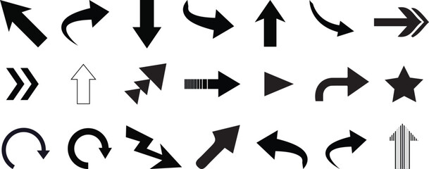 Black arrow vector icon pack white backgaund 
