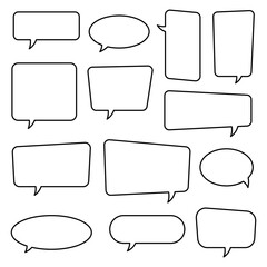 Set of line speech bubble, ounline speech balloon, chat bubble.