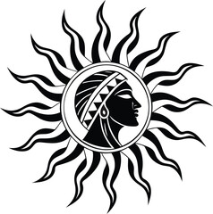 Mystical Sun Vector or sun and moon illustration design for sunbeam, graphic, sunshine, shine, shiny, clip art, ray, heat, sunrise, weather, sunlight, sunny, sunburst, 