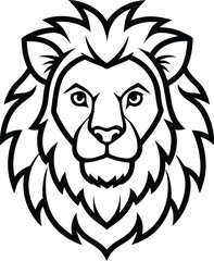 mascot, asiatic lion head line art vector icon isolated illustration design for  king, africa, jungle, wildlife, animal, leo