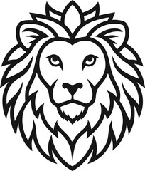asiatic lion head outline or line art vector icon illustration on transparent background wildlife, king, jungle, mascot