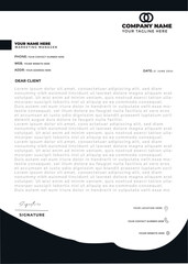 Creative and Professional business style letterhead design template with black and white color vector illustration design