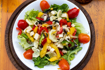 Colorful Greek salad on plate