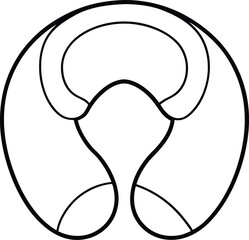 travel pillow outline icon sign vector illustration design  relaxation, flight, graphic, dream, resting, support, neck, soft, sleep, trip, isolated, comfort, comfortable, outline, plane, journey, rest