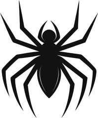 spider black silhouette vector icon on a background horror, halloween, wildlife, dangerous, fear, insect