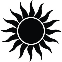 Modern Black Sun Silhouette – Editable Vector Design illustration, symbol, yellow, sunbeam, graphic, sunshine, shine, shiny, clip art, ray, heat, sunrise, weather, sunlight, sunny, sunburst, warm