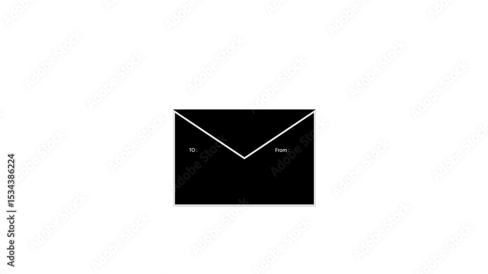 Poster black and white mail and envelope icon set for communication and messaging design