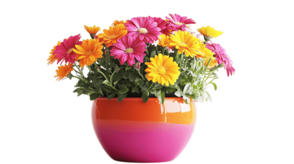 A colorful flower pot, white background --ar 16:9
