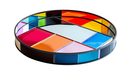 Fototapeta premium A colorful mirror tray, white background --ar 16:9