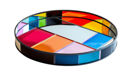 A colorful mirror tray, white background --ar 16:9