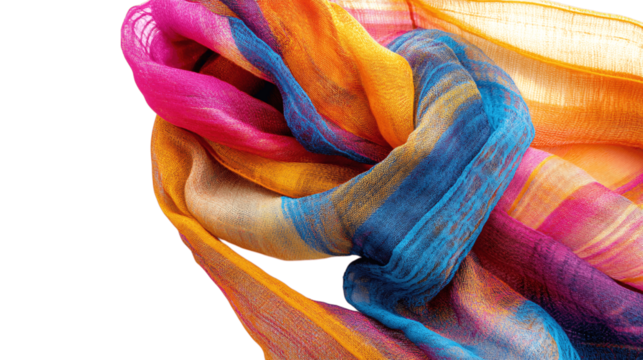 A colorful scarf, white background --ar 16:9 - Powered by Adobe
