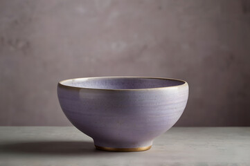 lavender ceramic bowl in the center on neutral surface