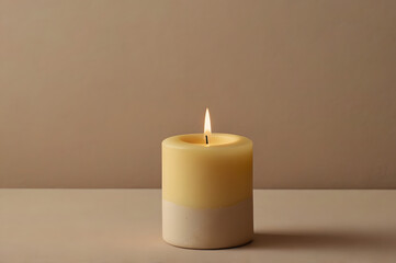 wac yellow candle on neutral surface