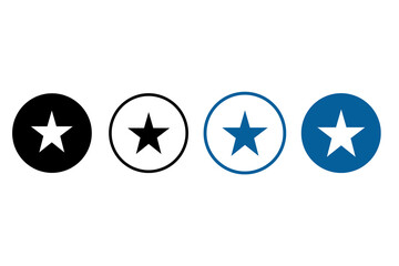 Star Rating Icons Set | Black Blue White Circle Badge Star PNG