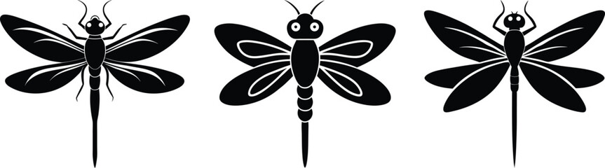 dragonfly vector silhouette set art and illustration