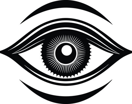 Eye design vector illustration, black and white graphic, all seeing eye, mystical symbol, art print 100x100