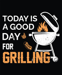 Today is a good day for grilling concept with bbq grill and grilled meat illustration