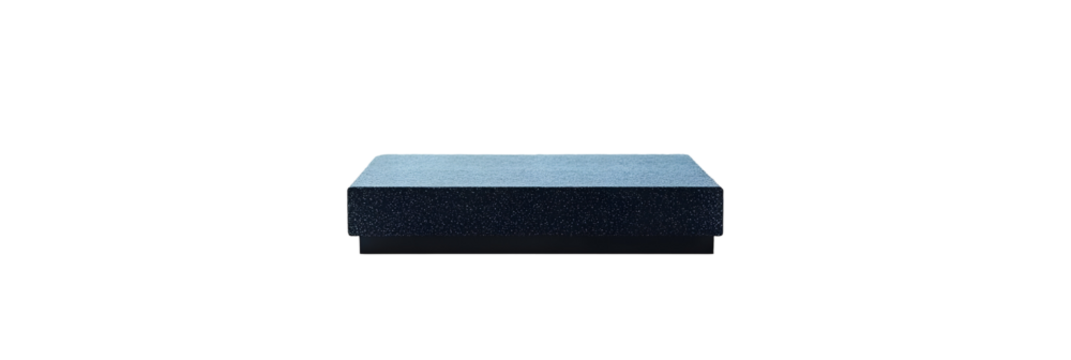 Minimalist blue rectangular box on black background exhibiting modern aesthetic - Powered by Adobe