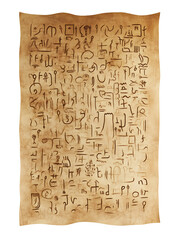 Fototapeta premium Ancient Hieroglyphic Manuscript on Parchment: A Historical Symbol of Old Civilization