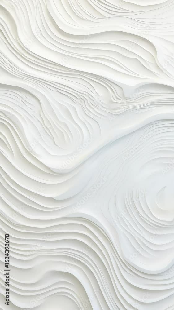 Aufkleber top-down view of layered white paper waves creating a fluid, abstract pattern. ideal for a calming, 