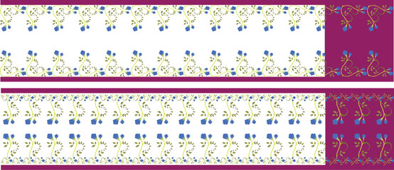 Saree Design, Saree illustration, Botanical Design, Traditional Indian Saree Pattern Art, Luxury Saree Textile Illustration