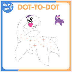 	Dinosaur. Dot to Dot. Connect dots . Game for kids. Vector illustration.	
