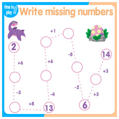 Activities for kids. Copy the path. Logical games for kids. Vector illustration. Square format book dinosaur	
