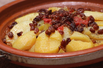 Fresh Moroccan Tajine Close Up, Traditional Moroccan Food