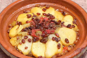 Fresh Moroccan Tajine Close Up, Traditional Moroccan Food