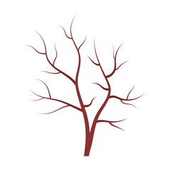 Bare Tree Silhouette with Curved Branches Vector Illustration. A minimalist vector illustration of a leafless tree with a thick trunk and many curving, branching limbs.