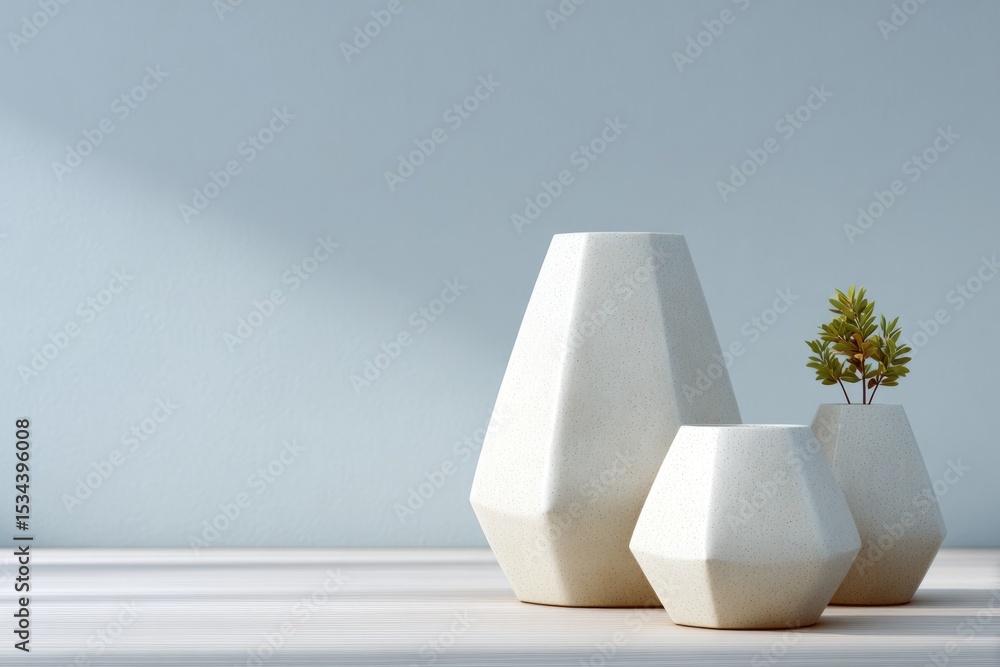 Poster close-up of geometric shapes arranged in rhythmic pattern on minimalistic background