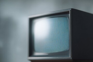 close-up shot of retro television screen displaying static with ample copy space for text overlays