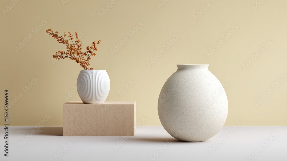 Poster 3d illustration of minimalist object in scandinavian style featuring neutral-toned palette and strea