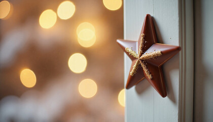 Star on doorframe with garlands (Christmas, New Year)