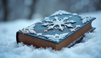 Old book with snowflake cover (Christmas)