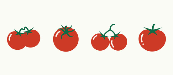 Simple red tomato illustrations variety pack