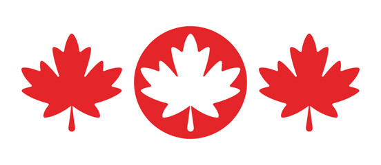 Canadian maple leaf icons red and white