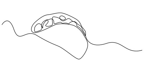 continuous single drawn one line taco hand-drawn picture silhouette. Mexican food tacos, one line art Taco vector illustration. line art, one continuous line, simple, hand drawn and sketch style. for 