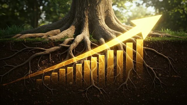 Organic Growth Finance Tree Roots Nature Concept