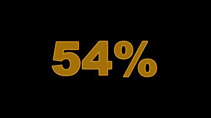 Animated loading from 0 to 100 increasing percentage with alpha channel, Circle loading increase 4k video. Glowing neon line number counting from 0 to 100 percentage animation. 