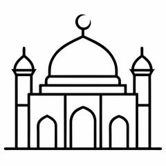 Line art of pencil sketch mosque vector.