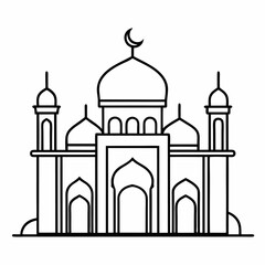 Pencil sketch mosque line art vector. A beautiful mosque.