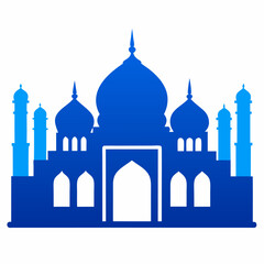 The iconic blue mosque silhouette. Black mosque for wallpaper.