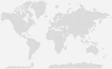 Squire shape dotted world map design of the planet Earth on spot continents like Europe, Asia and South America