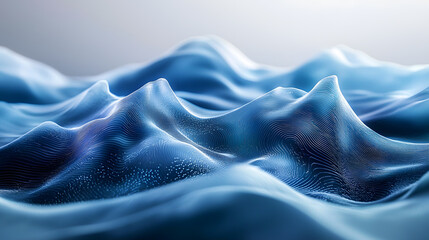 Abstract Digital Landscape with Flowing Blue Waves