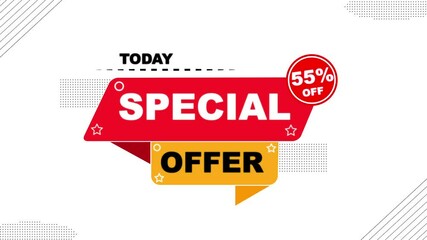 55% Discount offer icon animation. Discount For Online Store. Special offer, Promotion, Marketing, Online Shopping Concepts. big sale up to 55% off, Variable discount percentage with alpha channel. - Powered by Adobe