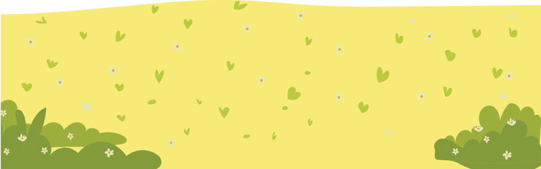 cartoon yellow pasture, flat cartoon landscape vector for outdoor nature, background, park, or illustration design