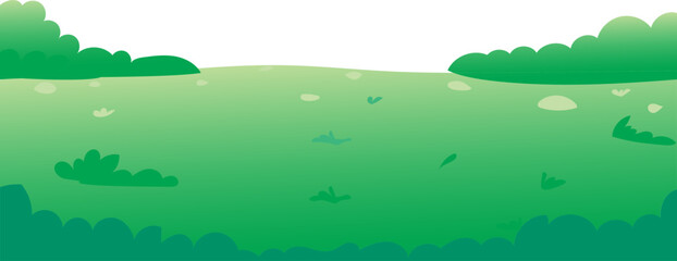 cartoon meadow background, flat cartoon landscape vector for outdoor nature, background, park, or illustration design